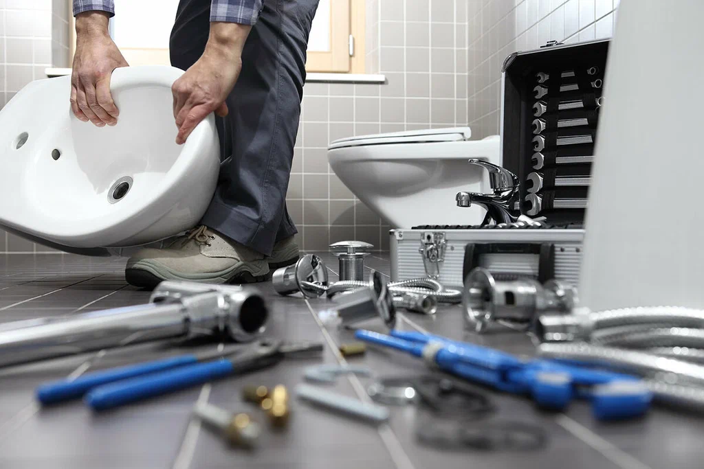 Plumbing tools prepared for a bathroom repair in Corvallis